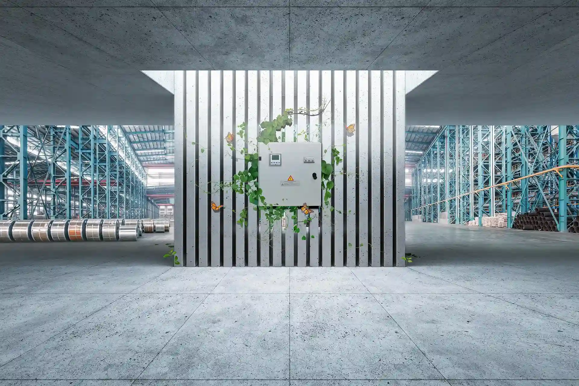 Imagem de quadro de alta tensão rodeado de flores verdes