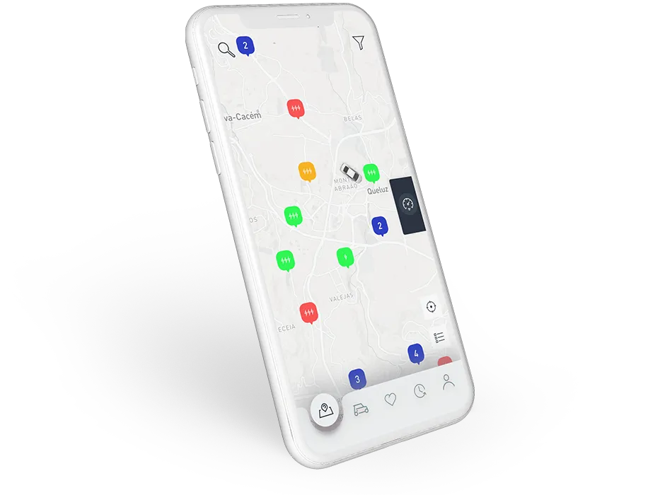Aplicação EDP Charge com o mapa de postos de carregamento