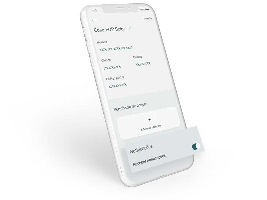 Ecrã da App Solar EDP que mostra os dados de perfil do utilizador e a pergunta para ativar as notificações. 